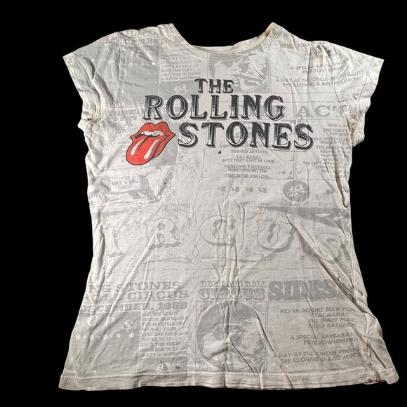 Rolling Stones Tops - Vintage Women's Rolling Stones Concert Tee, Gray/Black/White, Sz. Sm
